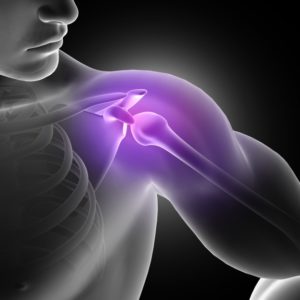 A computer-rendered x-ray view of a man's shoulder